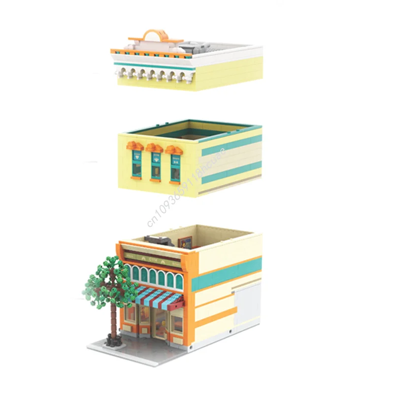 1645 pz MOC Main Street Gym City Edition Modello modulare Building Blocks Giocattolo Assemblare FAI DA TE Creativo Regalo Di Natale Mattoni Per Bambini