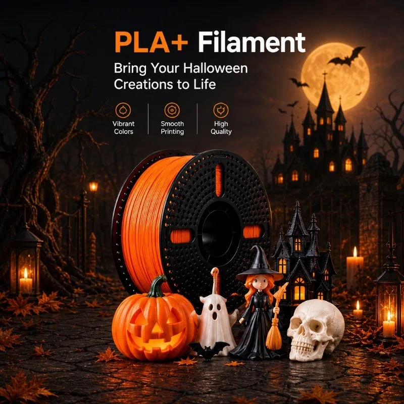 PLA+ 3D Printer Filament 1.75mm 1KG, Multiple Colors, Low Warping for Halloween Decor FDM 3D Printing Material