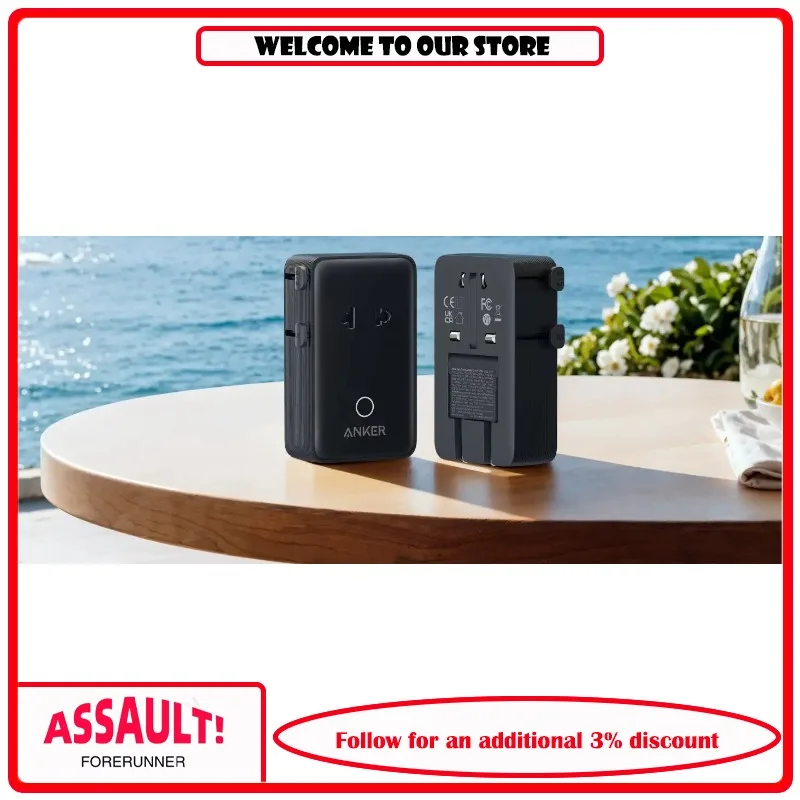 Anker Nano Travel Adapter, 5-Port Power Adapter with 1× 2-Pin AC, 2 USB A, 2 USB C for 20W, Smart Temperature Control,A9215