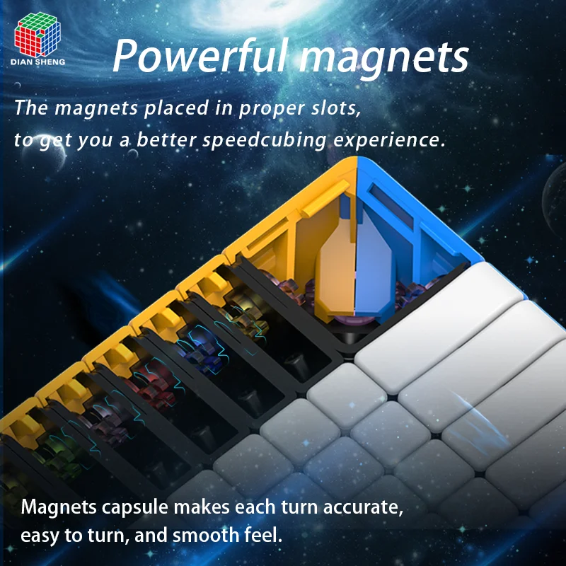 DianSheng-Galaxy Magnetic Magic Speed Cube, Stickerless Brinquedos Profissionais, 13x13m