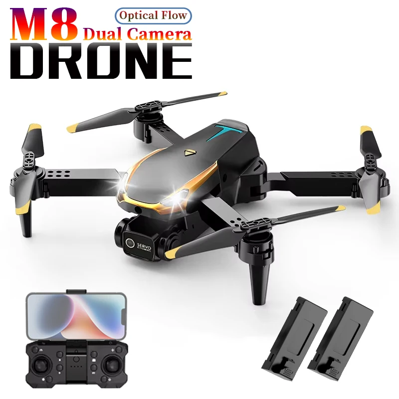 M8 Drone with 2 Batterys,Optical Flow Positioning Accurate Hover,Professional aerial photographydrone, Dual Camera Drone Toys