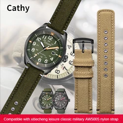 Canvas Nylon Watch Strap for Citizen Eco-Drive Aw5005 Aw1365 Series Men's Waterproof Calfskin Sole Canvas Watchband 20mm