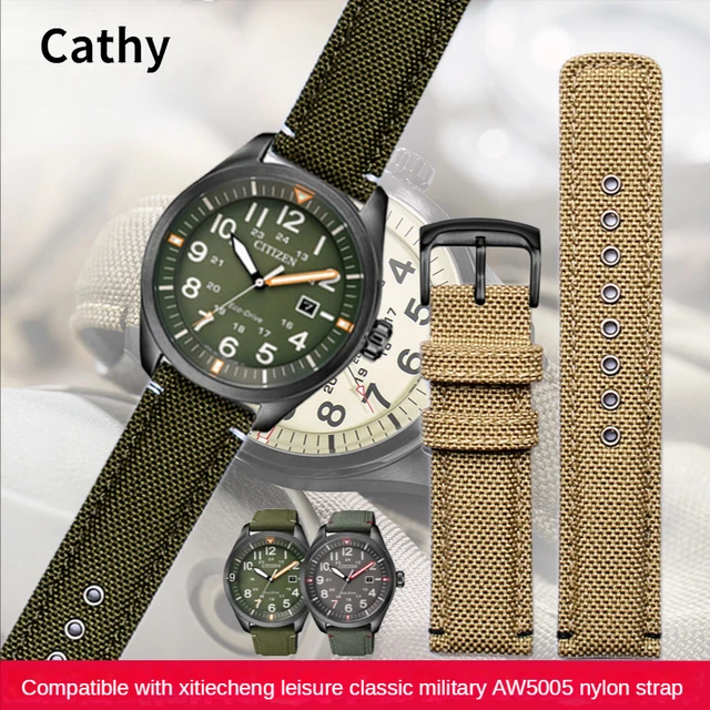 Canvas Nylon Watch Strap for Citizen Eco Drive Aw5005 Aw1365 Series Men s Waterproof Calfskin Sole Canvas Watchband 20mm AliExpress