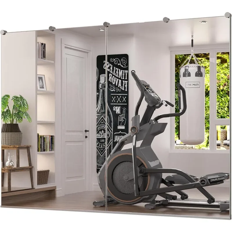 2 PCS Home Gym Mirror 48” x 32” Workout Mirror Yoga, Wall Mounted Long Mirror for Garage, Dance Studio, Home Gym Decor,home.