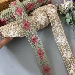 1 jardów koronkowa tkanina wykończeniowa wstążka siatkowa cekiny taśma Organza haft kwiat DIY akcesoria do szycia żakardowe do butów Craft