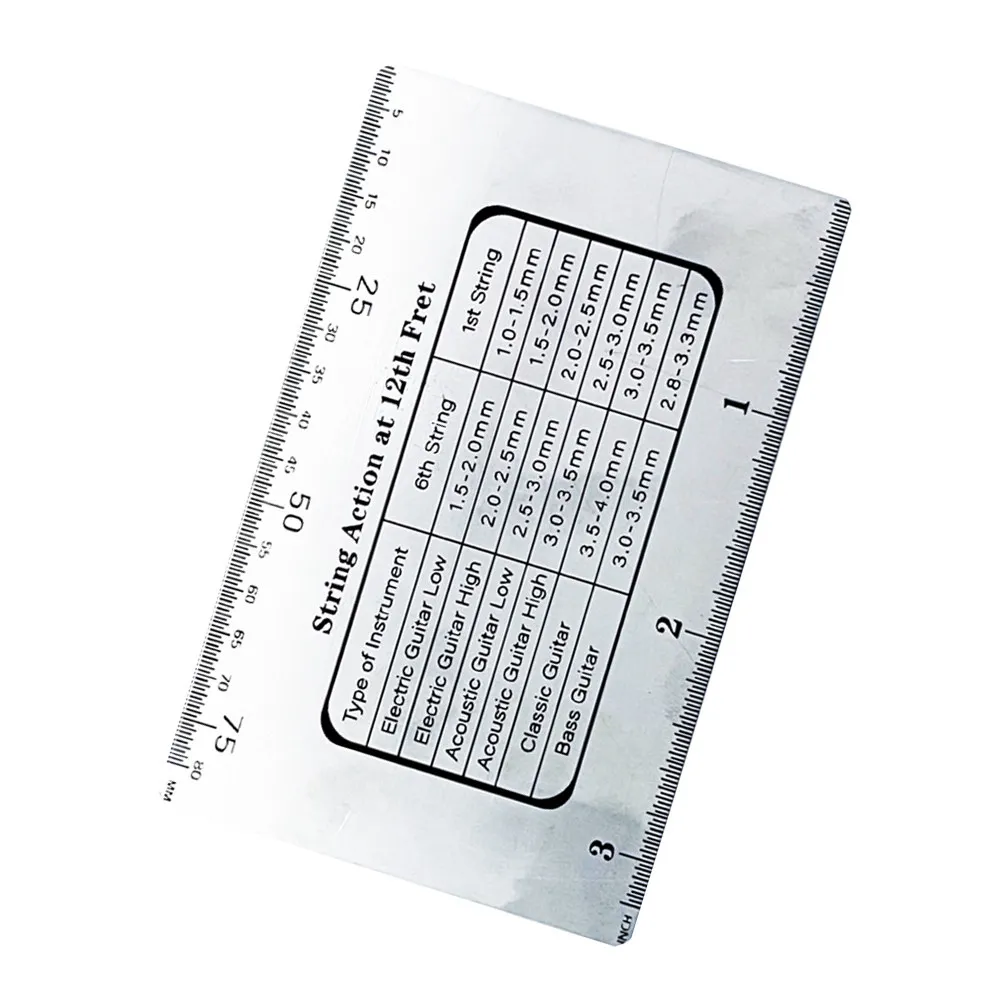 Regla profesional de acero para medir la acción de cuerdas de guitarra, herramienta de medición portátil de precisión para luthier, ajuste y reparación de guitarra, diapasón