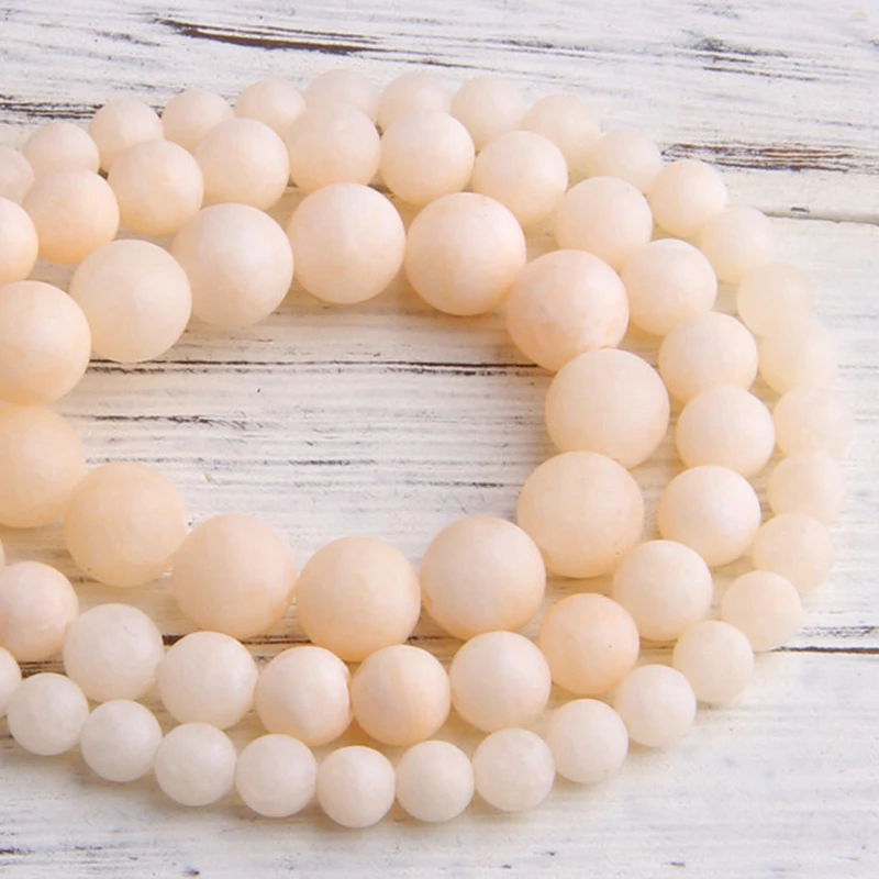 Matte Natural Beige Chalcedony stone beads cream-coloured loose stone beads for jewelry making Angelite bead handmade wholesale