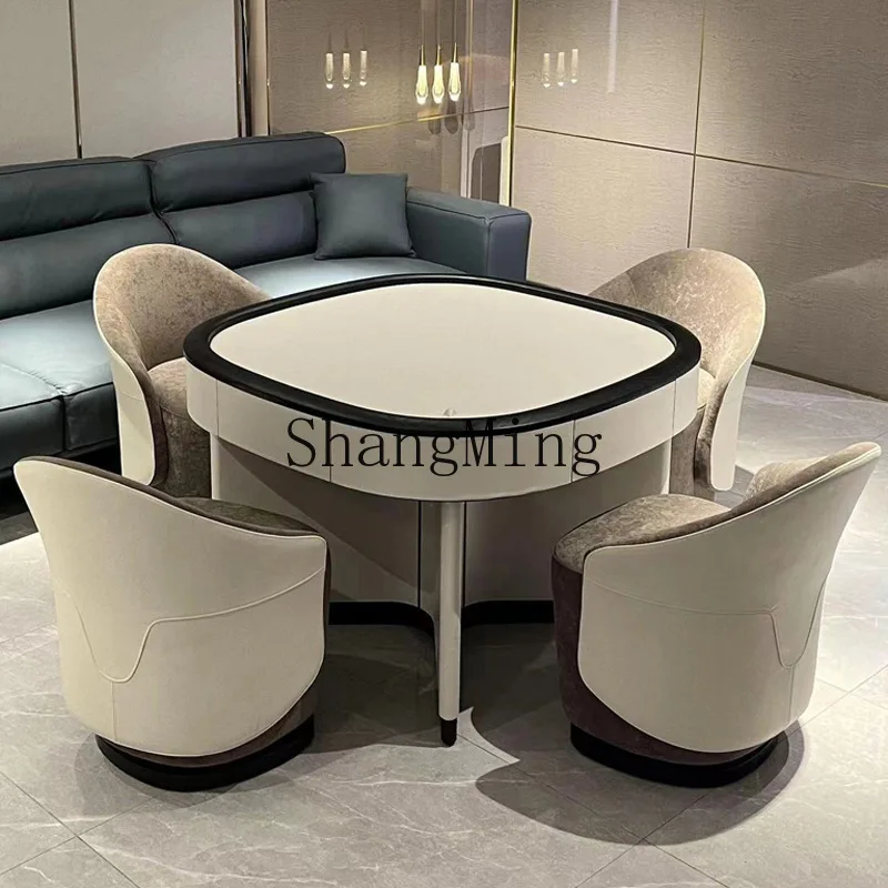 ZYY light luxury automatic household mahjong table chess and card multi-functional silent leather mahjong machine
