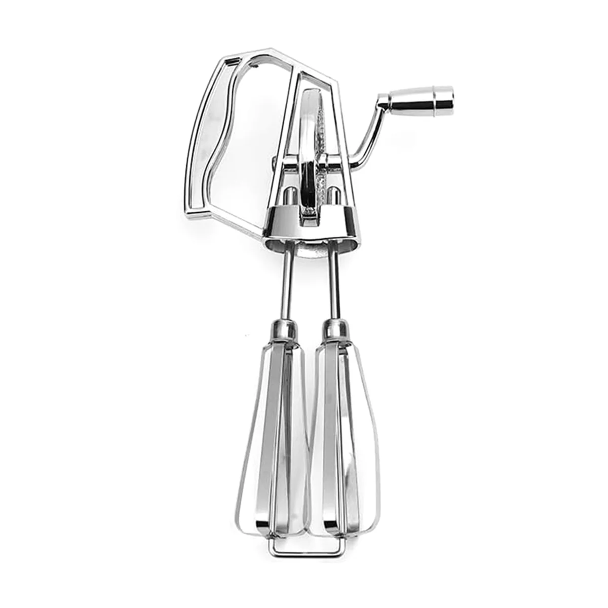 Quality! Manual Egg Beater Hand Crank - Stainless Steel Whisk, Ergonomic ABS Handle, Compact Design for Easy Mixing Silver
