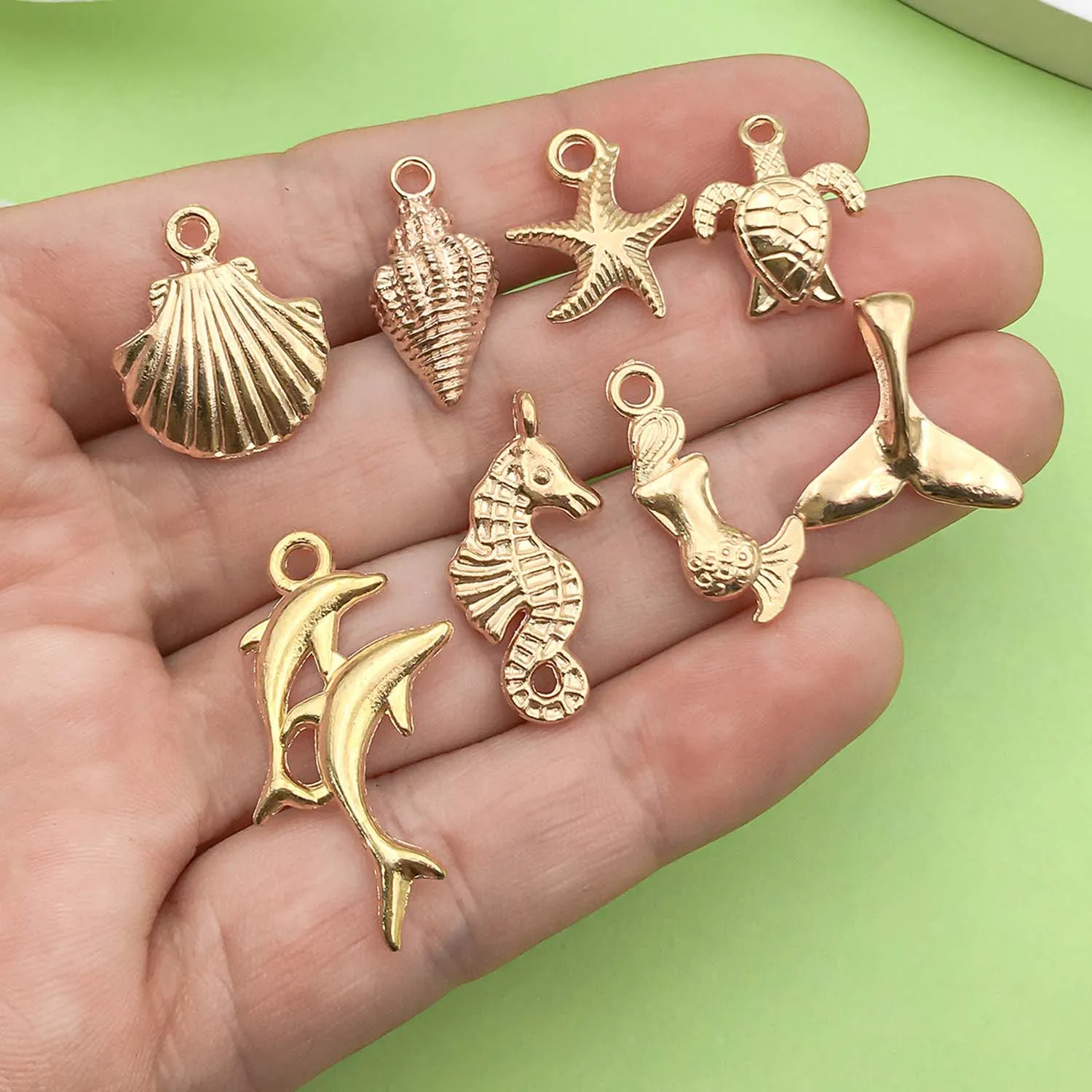 16/20pcs Marine Lfe Charms Alloy Turtle, Shell, Starfish Design Pendants For DIY Bracelet Necklace Jewelry Making Accessories