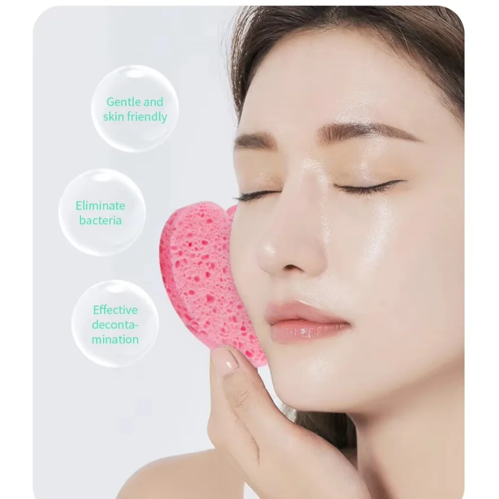 10/20/30PCS Facial Sponges Heart Shape Compressed Facial Sponges Natural Facial Cleansing Sponges Pads Exfoliating Sponges