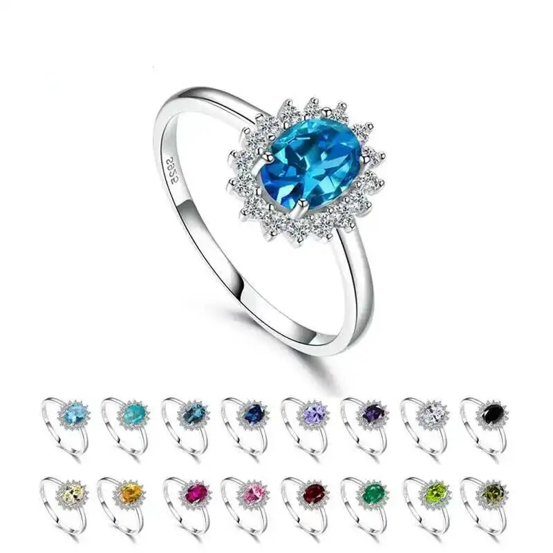

925 Sterling Silver New Colors Gemstone Rings 7*9 MM Moissanite Flower Unique Design Fine Jewelry Wedding Gift With certificate