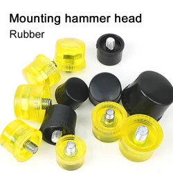 1 Pair of  Rubber Hammer Head Double Faced Hammer Cap Nylon Head Mallet Hand Tools No Hammer  25/30/35/40Mm Yellow and Black