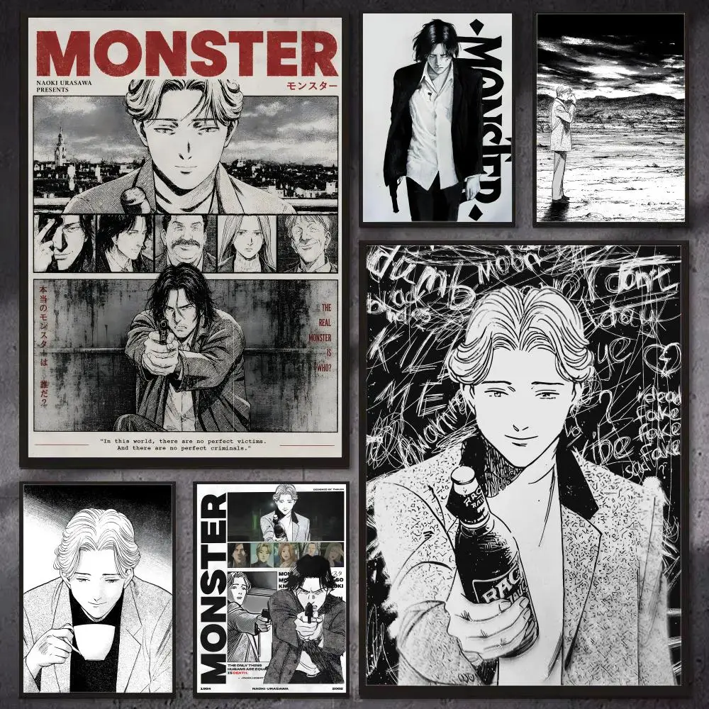 Poster HD Wall Art Print, Self-adhesive Poster Sticker, Aesthetic Home Decor Anime Mange M-Monster-r