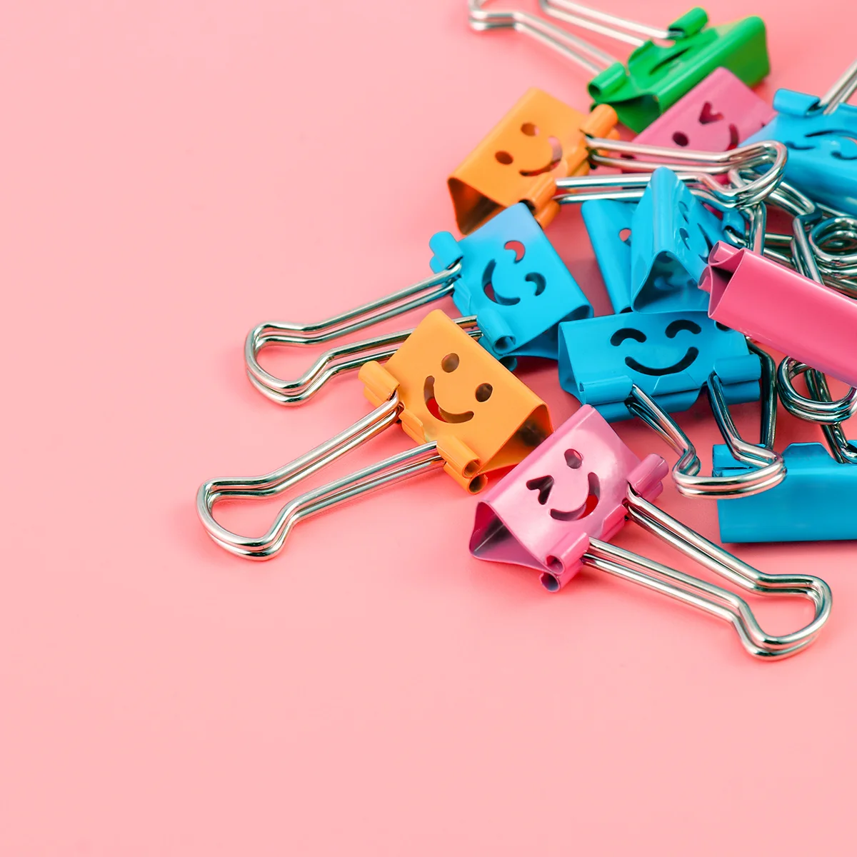 40Pcs Paper Binder Clips Large Quantity Colorful Smile Face for Home Office School Strong Clipping Force File Clips