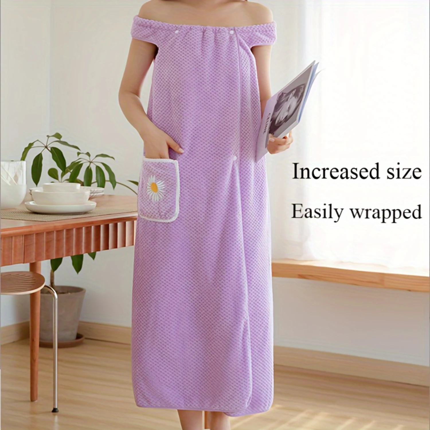 1pc Bath Wrap Towel, Absorbent & Quick-drying Wearable Bath Towel With Pocket For Women, Super Soft Bathing Wrap Towel, For Bath