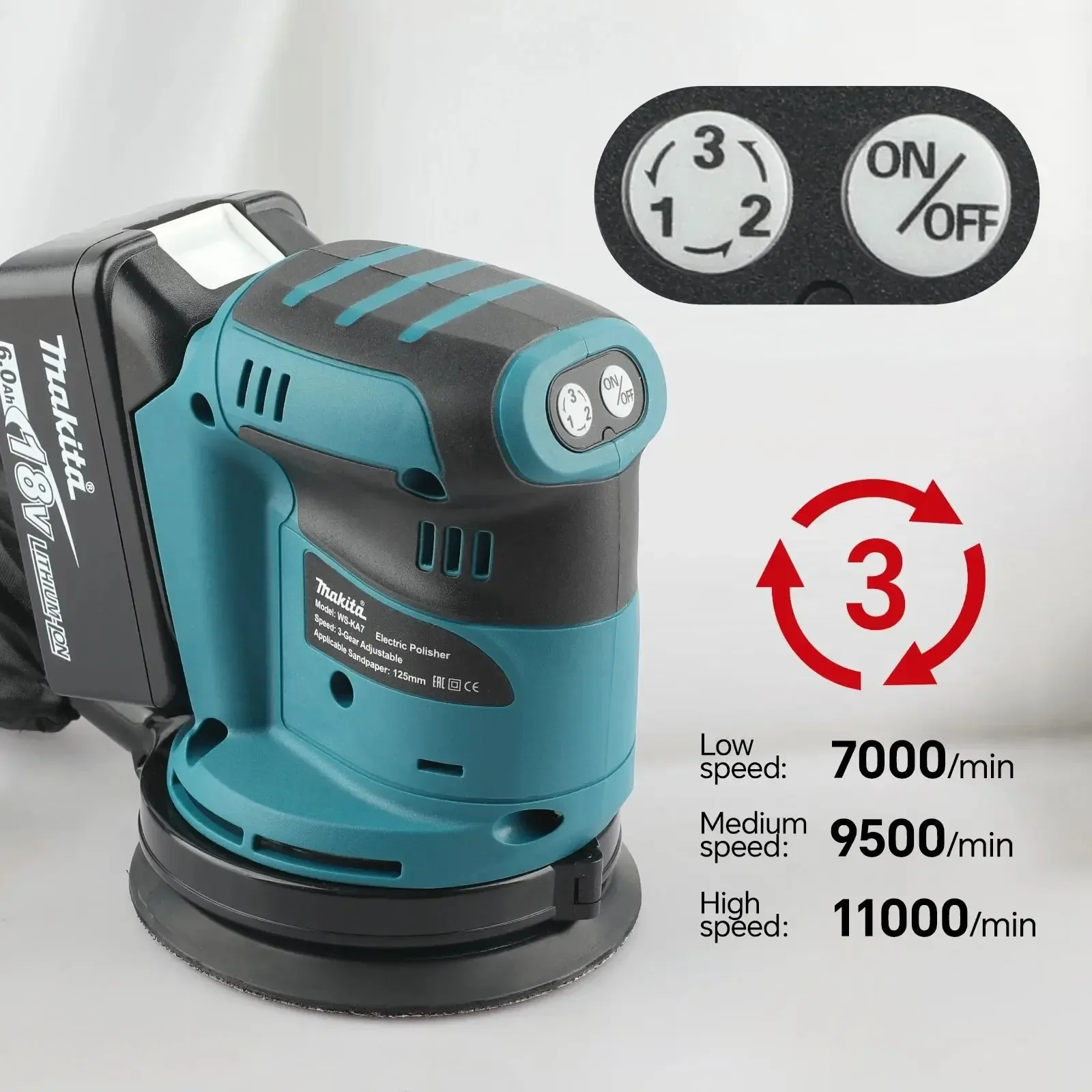 Makita DBO180Z 18V Brushless Cordless Rechargeable Disc Random Orbital Sander Woodworking Sanding Putty Polishing