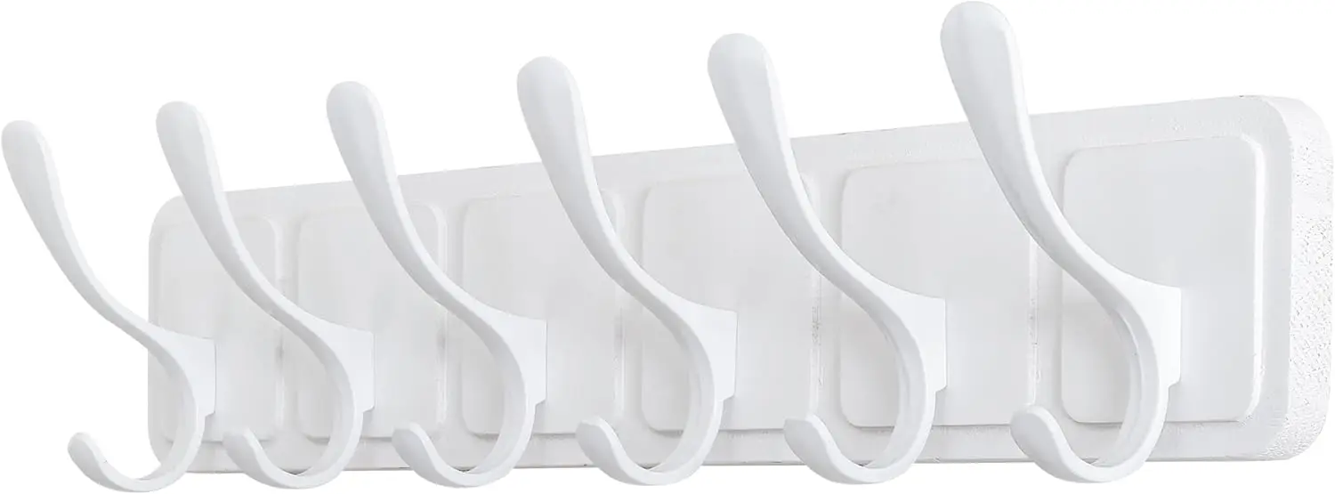 

Настенная вешалка для одежды в скандинавском стиле из резного дерева с 6 крючками, белая