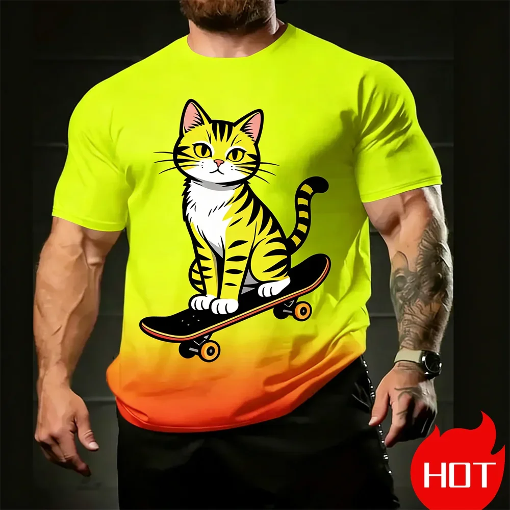 

Cute Can't Sleep Cats Graphic T Shirts For Men Summer Fashion Funny Cat 3D Printed T-shirts Loose Breathable Harajuku Tees Tops