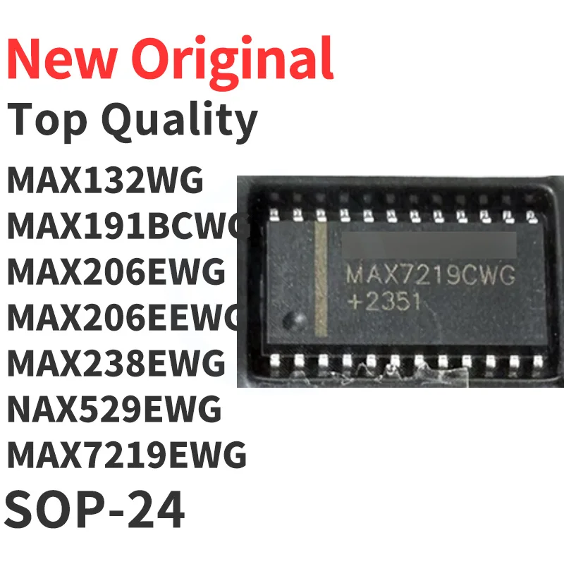 

(10 Pieces) MAX132WG MAX191BCWG MAX206EWG MAX206EEWG/ECWG MAX238EWG NAX529EWG MAX7219EWG MAX7221EWG CWG SOP-24 New Original