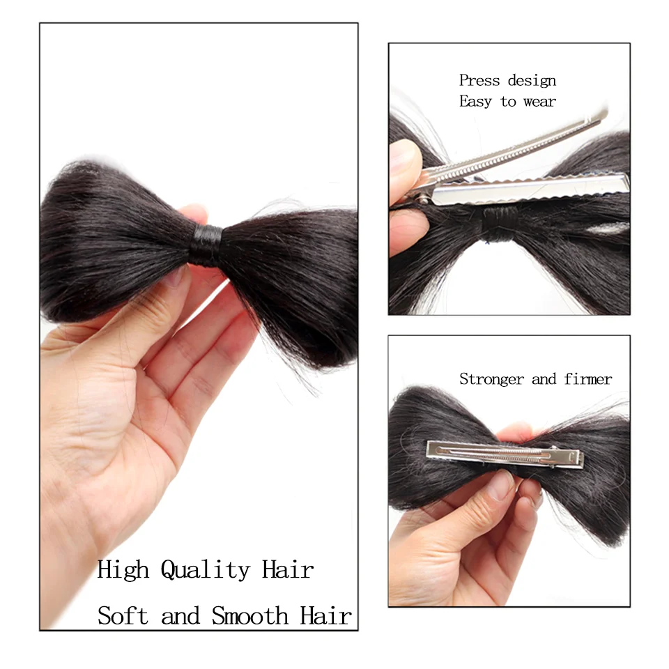 Bow Claw Synthetic Hair Bun Chignon Straight Hair Bun Updo Hairpiece Heat Resistant Fake Bowknot Styling Hair Accessories
