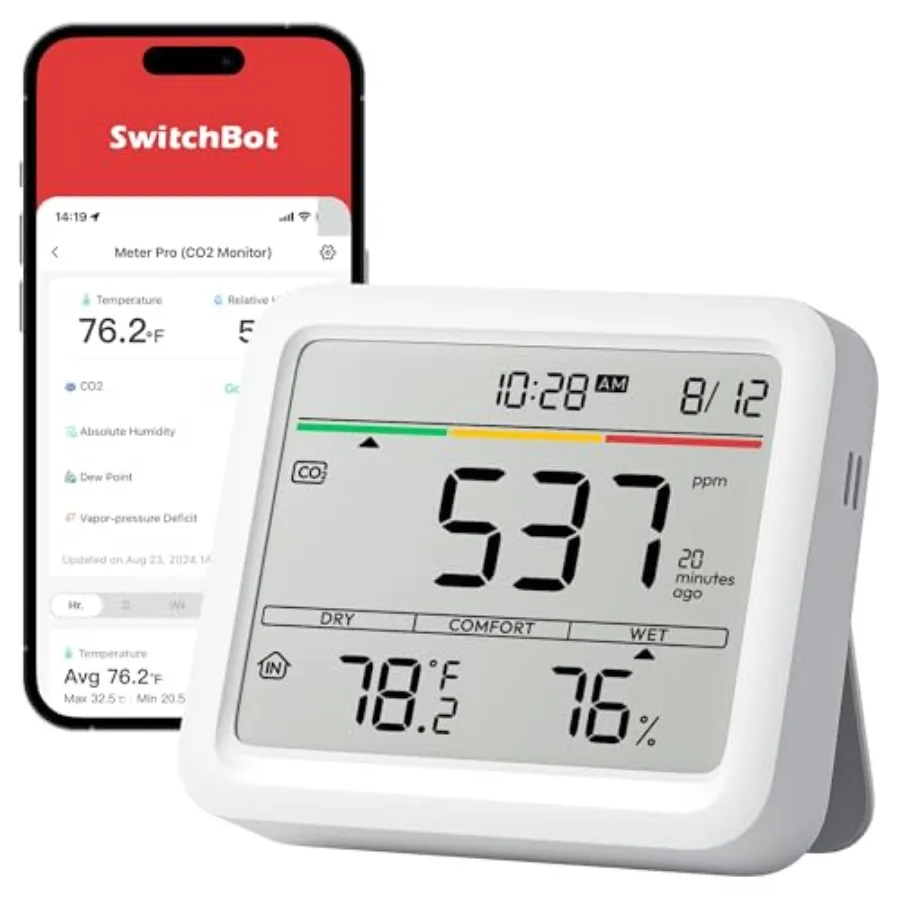 

CO2 Detector Air Quality Monitor Indoor CO2 Monitor for CO2/TEMP/Humidity Portable Carbon Dioxide Detector for Home/Car/Office/