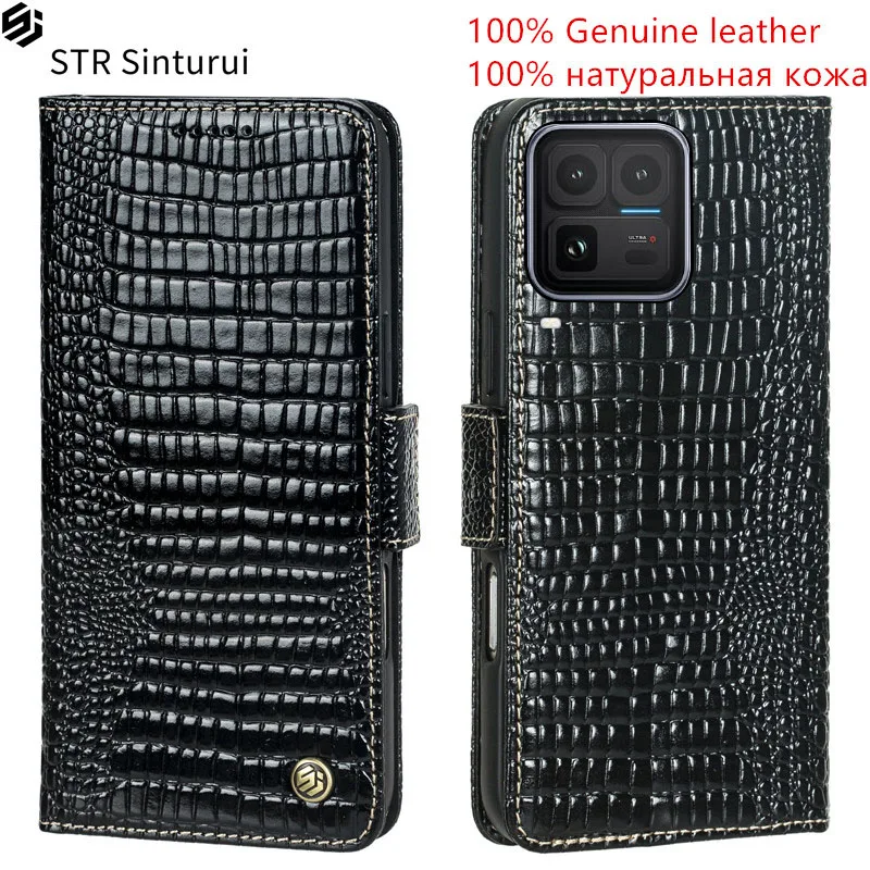 

STR Genuine leather lizard pattern card Slot Wallet Cover For vivo iQOO 13 15 Ultra 10 11 12 Pro 11S Flip shockproof phone Case