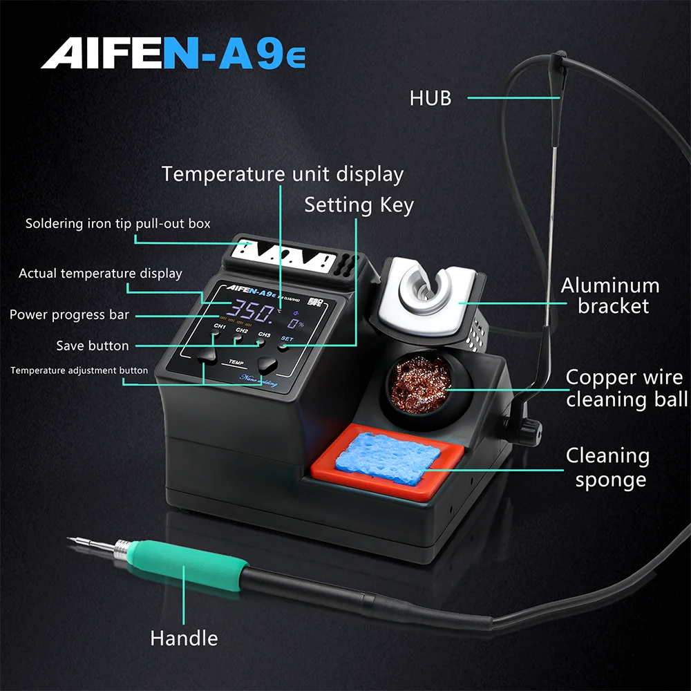 AIFEN A9E Soldering Station Compatible Original Soldering Iron Tip 210/245/115 Handle Control Temperature Welding Rework Station