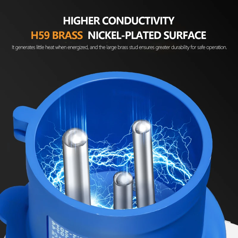 ปลั๊กอุตสาหกรรมแบบกันน้ำ IP67 ชนิดย้อนกลับ สำหรับงานอากาศยาน แบบสามเฟส 16/32A ขั้วต่อ 3 ขา 4 ขา 5 ขา แบบฝัง