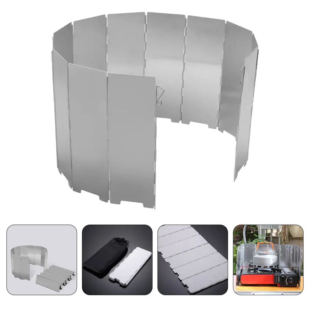 

12 Pieces Camping Stove Windshield Foldable Cooker Windscreen Aluminum Alloy Gas Stove Windscreen Portable Lightweight Burner