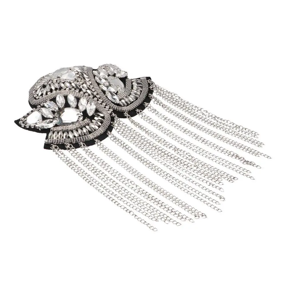 Retro Epaulets Shoulder Board Rhinestone Brooch Shoulder Flash Punk Breastpin Theatre Armband Unisex