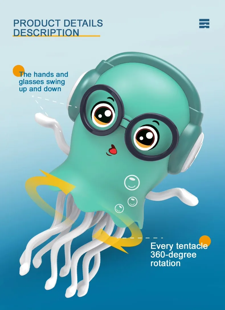 Elektrisches Tanz-Oktopus-Spielzeug für Kinder, automatische Erkennung, Vermeidung von Hindernissen, Krabbeln, elektronischer magischer Tanz, Quallen, Weihnachtsgeschenke – Detail 7