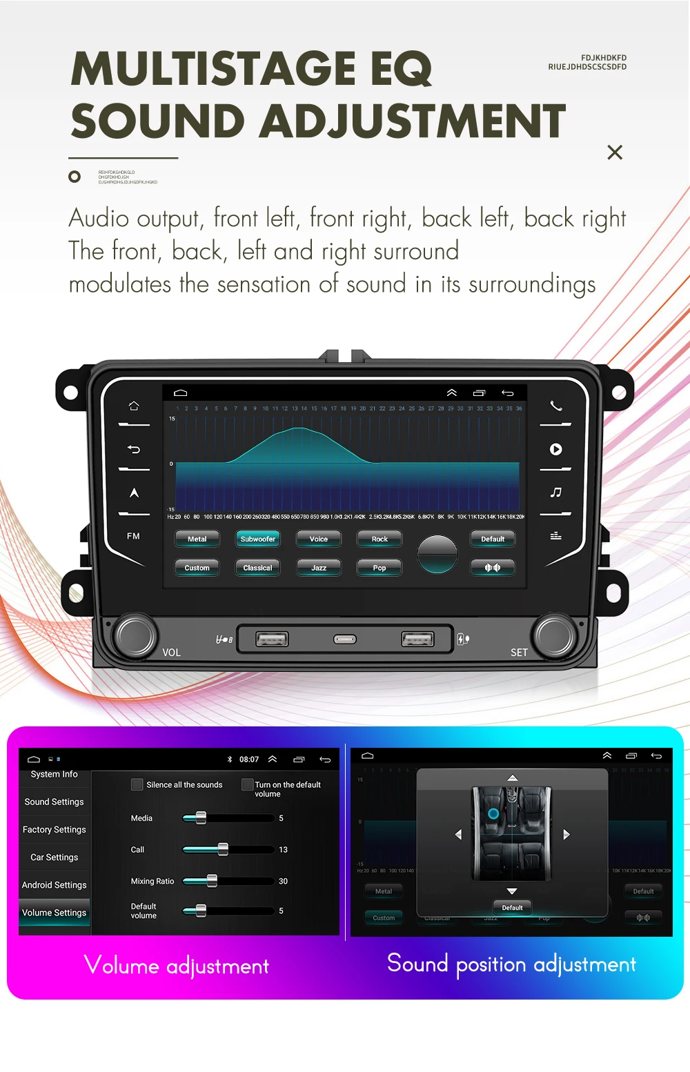 7 Inch Android Auto CarPlay DSP Player GPS Enabled FM AM RDS Radio 2 Din Car Stereo Dashboard Mount SD Card VW Compatible