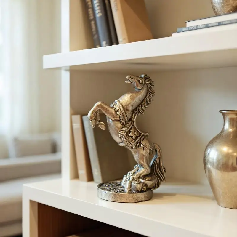 Brass Horse Figurines Home Desktop Decoration Fortune Zodiac Horse Office Decor Miniatures Bronze Collectible Crafts