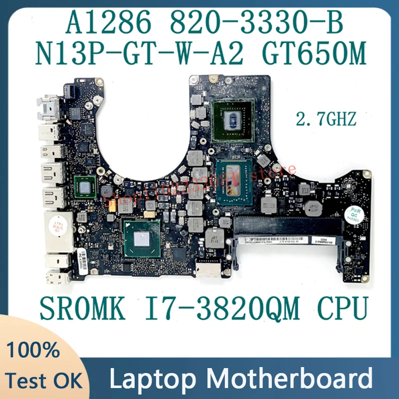 

820-3330-B 2,7 ГГц для APPLE Macbook A1286 материнская плата для ноутбука N13P-GT-W-A2 GT650M с процессором SR0MK I7-3820QM 100% Полная работа