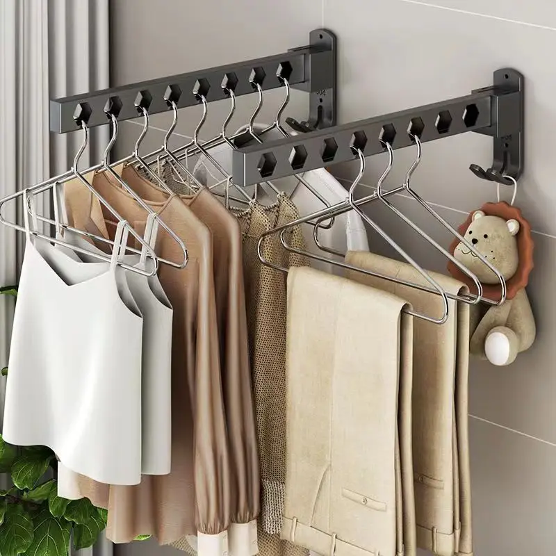 

Reinforced Metal Foldable Clothes Storage Rack Bathroom, Balcony Multifunctional Drying Rack Bathroom Wall Mounted Storage Racks