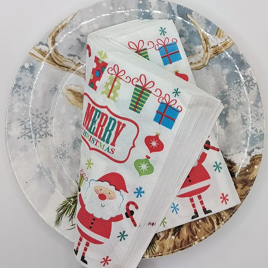 20Pcs 2Ply 33cm Christmas Napkins Santa Reindeer Tree Disposable Paper Napkins for Party Decor - view 4