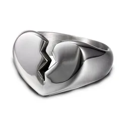Punk Rock Titanium Steel Broken Heart Rings for Men Women Unisex Lover Jewelry Drop Shipping Size 6-9