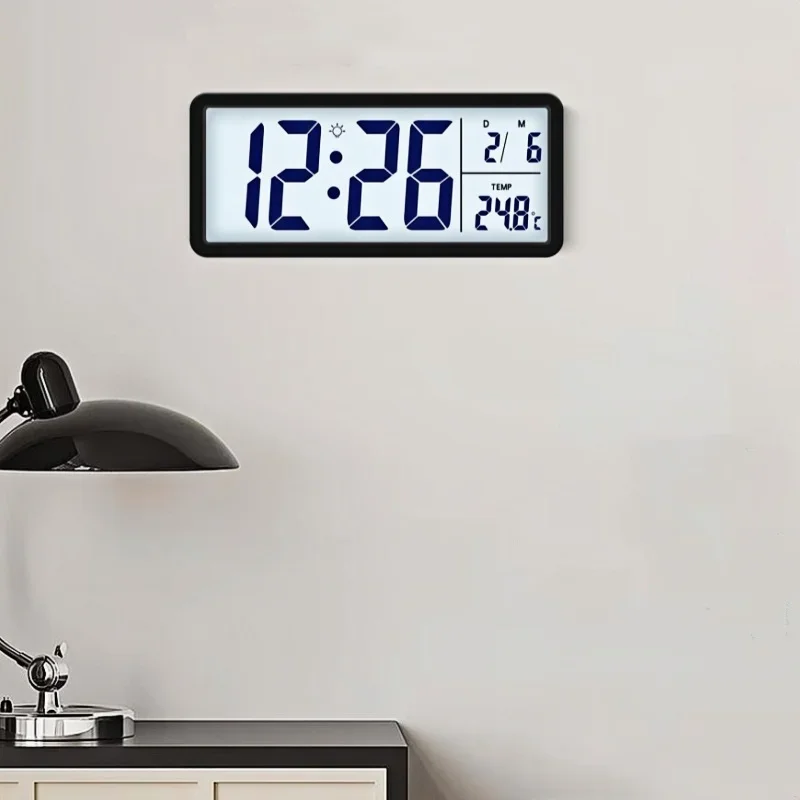 10Inch Large Digital Wall Clock Battery Powered Time TEMP Date with Backlight Night Mode Table Clock 12/24H USB Type-C LCD Clock