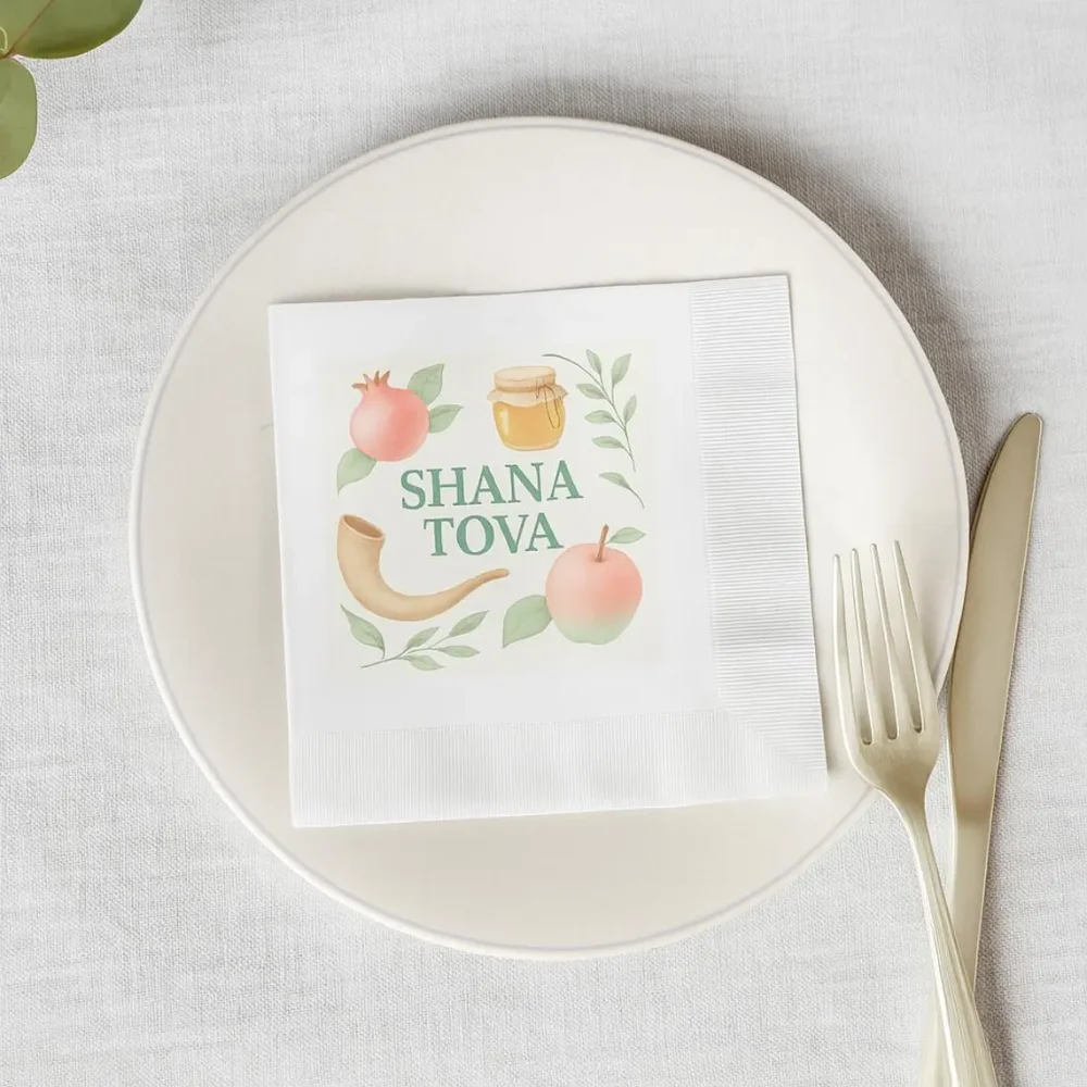 20 pçs shana tova rosh hashanah guardanapos maçã mel romã shofar design elegante judaico ano novo decoração de mesa ano novo