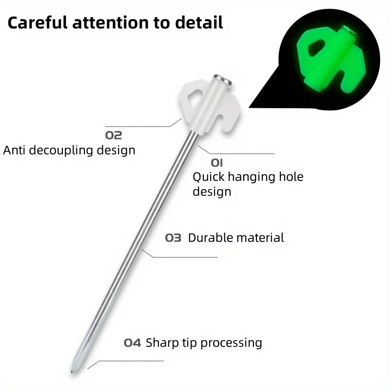 Heavy-Duty Tent Stake, 20Cm/7.87 Inch Thick Tent Nail, Illuminated Ground Stake in The Dark, Night Time Eye-Catching Injection image 5