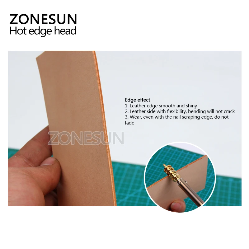 ZONESUN Leather Edge Hot Process Brass Electric Iron Copper Head Leather Craft Tool Leathercraft Tool Sets Supplies Accessories