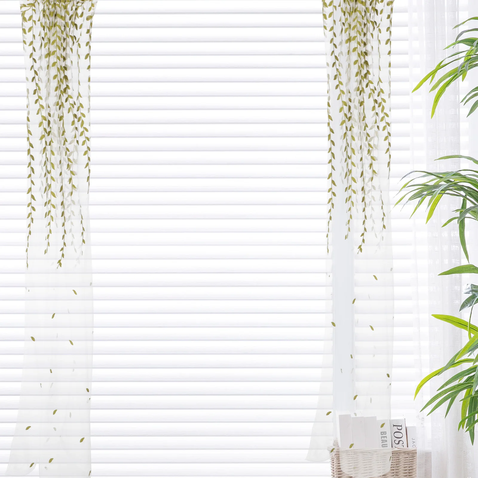 

Embroidery Window Sheer Voile Curtain Elegant Bedroom Living Room 100x190cm Transparent Curtain Window Tulle Screen