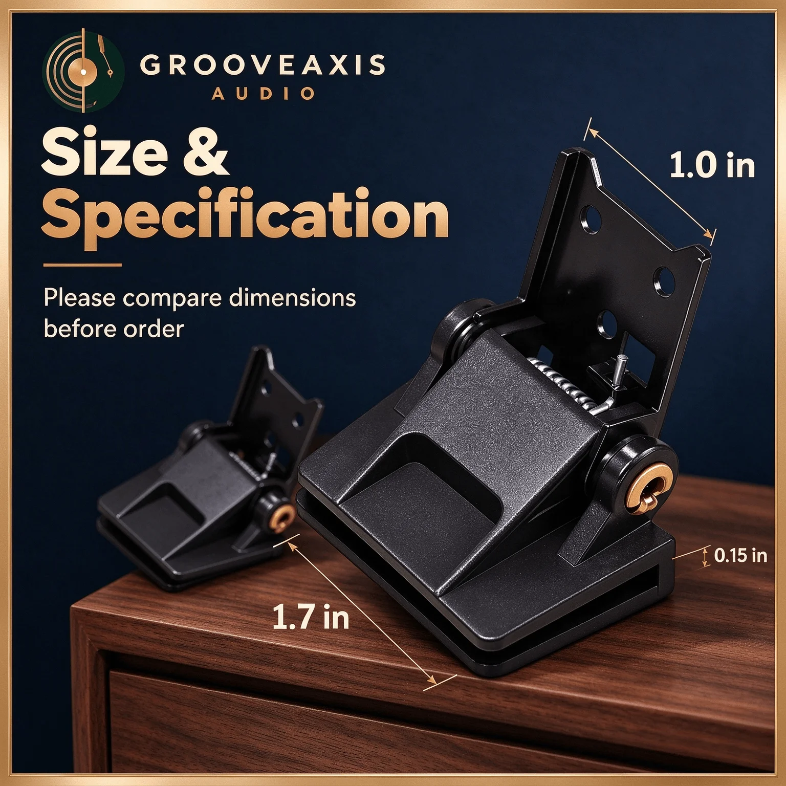HiFi Vinyl Spare Part GROOVEAXIS Universal Spring Loaded Turntable Dust Cover Hinges Pair Lid Support Replacement