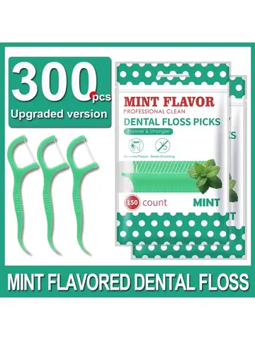 450pcs Adult Mint Flavored Dental Floss Picks Ultra-Fine Portable Flossing Sticks Toothpick Thread for Home And Travel Oral Care
