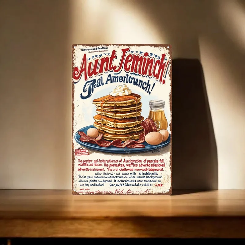Room Decor  Vintage Metal Tin Sign with a Classic American Breakfast Theme, Durable Plaque Made of Aluminum, Measuring 7.8