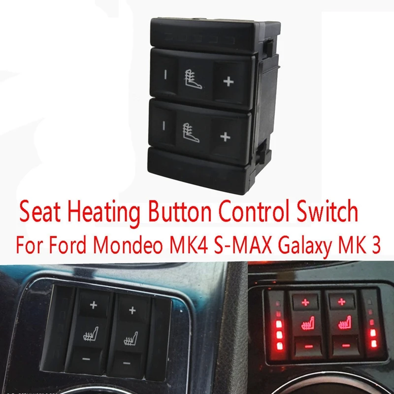 Black Seat Heating Button Control Switch 6M2T19K314AC For Ford Mondeo MK4 S-MAX Galaxy MK 3