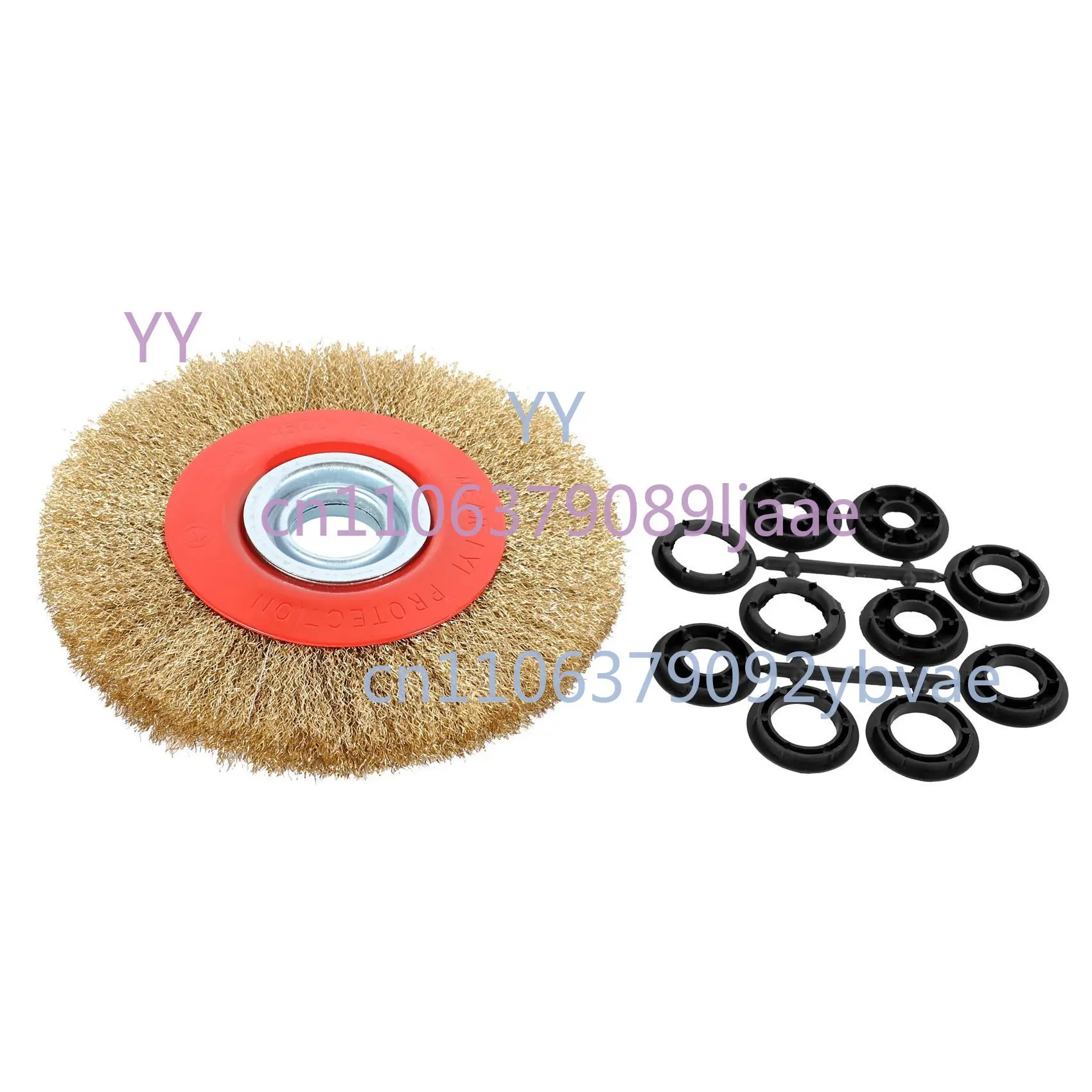 

8 Inch 200mm Steel Flat Wire Wheel Brush with 10pcs Adaptor Rings for Bench Grinder Polishing