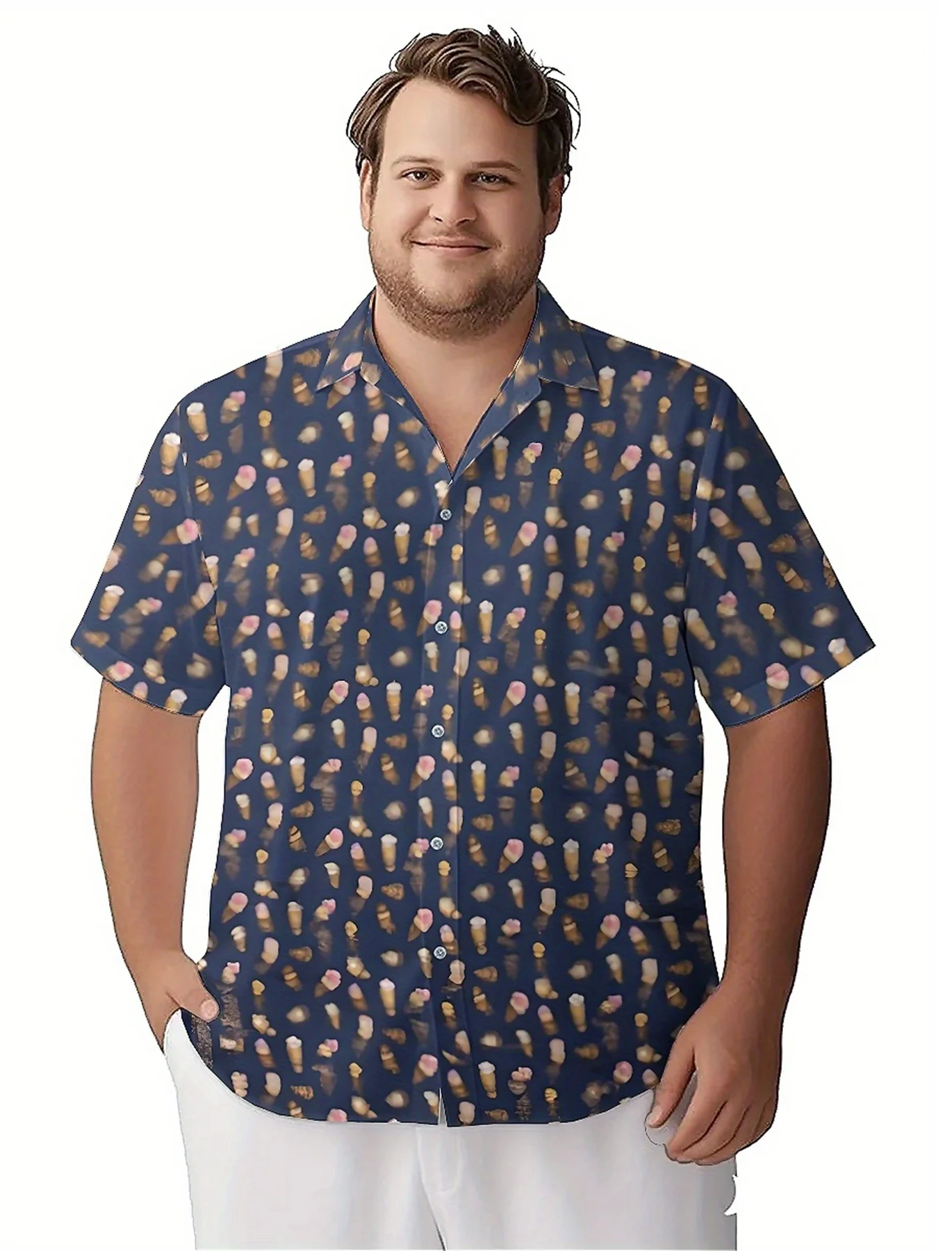 Men's Plus Size Hawaiian Shirts Dark Blue Starry Sky Prints pattern, Button Up Shirts, Unisex Casual Clothing, Summer Tops