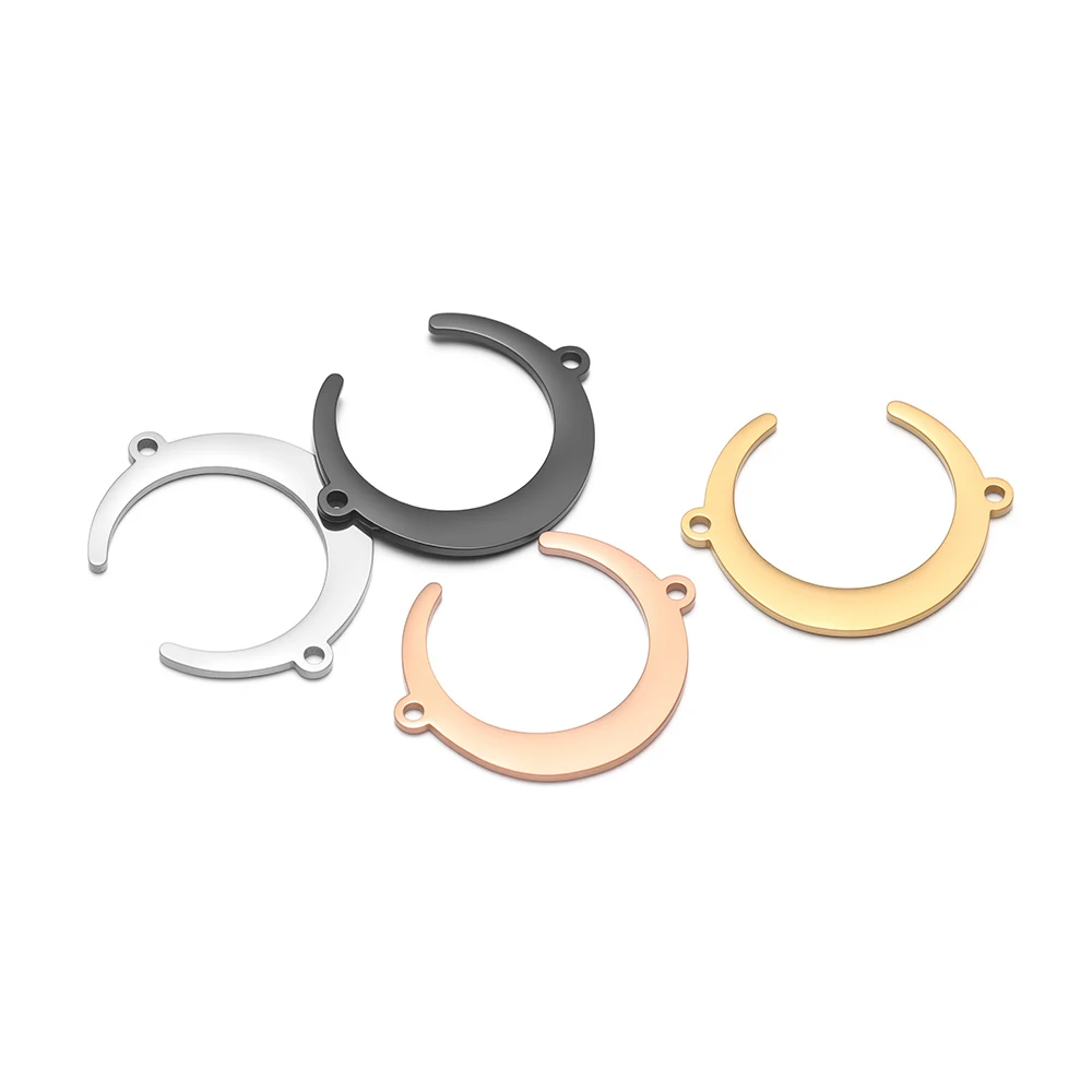 5 pezzi in acciaio inossidabile con pendenti a forma di luna, connettori, collane, ciondoli per artigianato fai da te, creazione di gioielli, orecchini, bracciali, accessori